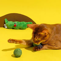 HKM-0854461 Interactive Cat Toy Balls Set - 3PCS Sisal Rope Chew Balls with Rustling Sound and Pea Pod Storage for Indoor Play