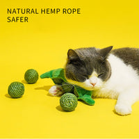 HKM-0854461 Interactive Cat Toy Balls Set - 3PCS Sisal Rope Chew Balls with Rustling Sound and Pea Pod Storage for Indoor Play