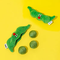 HKM-0854461 Interactive Cat Toy Balls Set - 3PCS Sisal Rope Chew Balls with Rustling Sound and Pea Pod Storage for Indoor Play