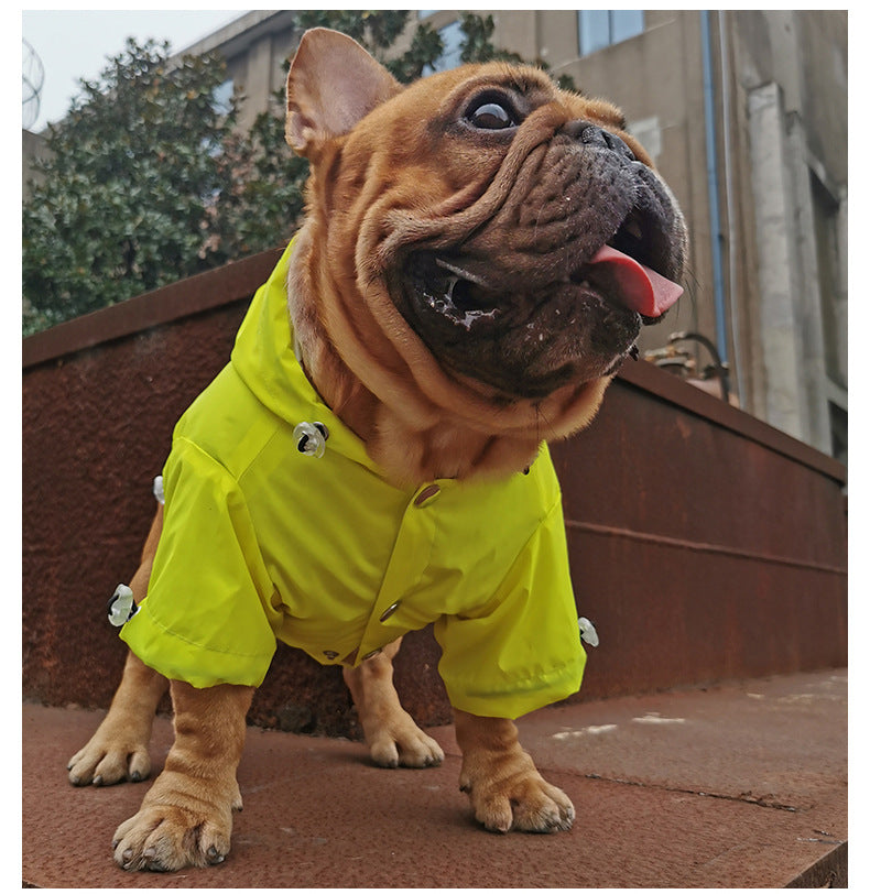 HKM-0854589 Reflective Waterproof Raincoat for Pets - Lemon Yellow & Grey, Sizes XS to XL