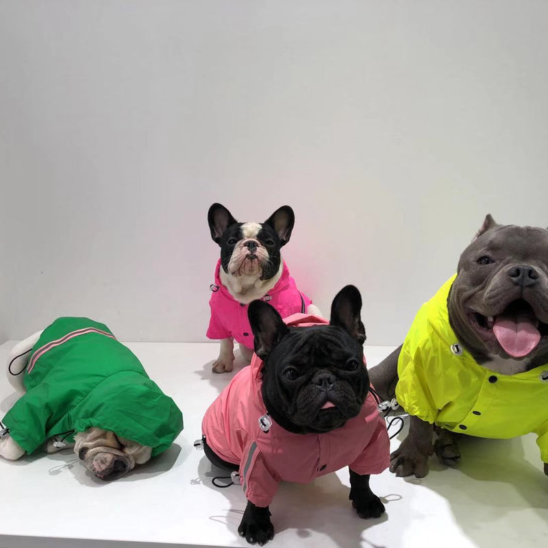 HKM-0854589 Reflective Waterproof Raincoat for Pets - Lemon Yellow & Grey, Sizes XS to XL