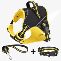 HKM-0856253 Adjustable Dog Harness with Traction Strap for Outdoor Training and Safety