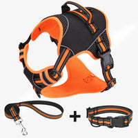 HKM-0856253 Adjustable Dog Harness with Traction Strap for Outdoor Training and Safety
