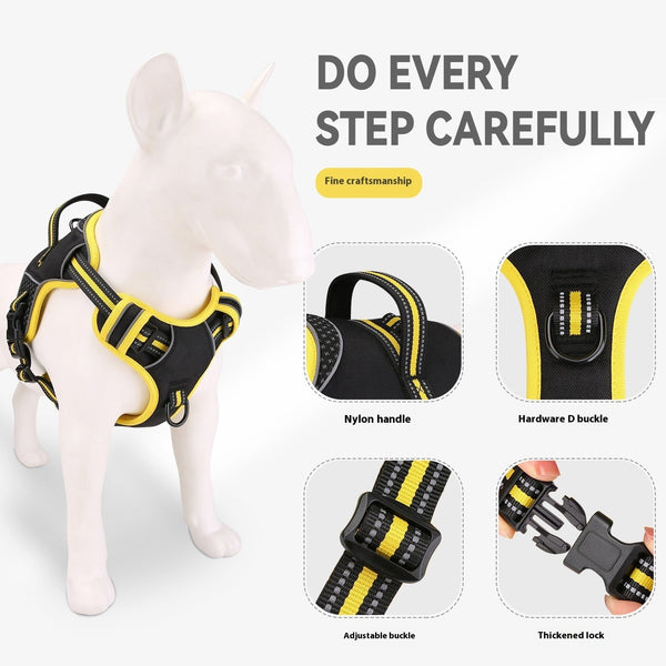 HKM-0856253 Adjustable Dog Harness with Traction Strap for Outdoor Training and Safety