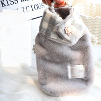 HKM-0857533 Reversible Imitation Rabbit Fur Cotton Coat with Fur Collar - Available in Pink and Grey, Sizes XS to XL