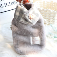 HKM-0857533 Reversible Imitation Rabbit Fur Cotton Coat with Fur Collar - Available in Pink and Grey, Sizes XS to XL