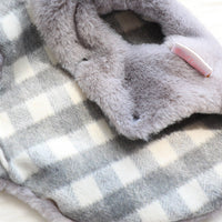 HKM-0857533 Reversible Imitation Rabbit Fur Cotton Coat with Fur Collar - Available in Pink and Grey, Sizes XS to XL