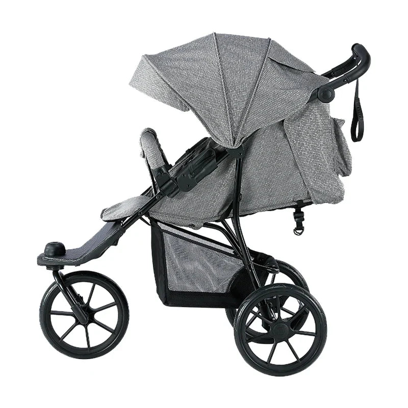 HKM-085779 Lightweight 3-Wheel Baby Jogger Stroller with Folding Design and Versatile Carriers