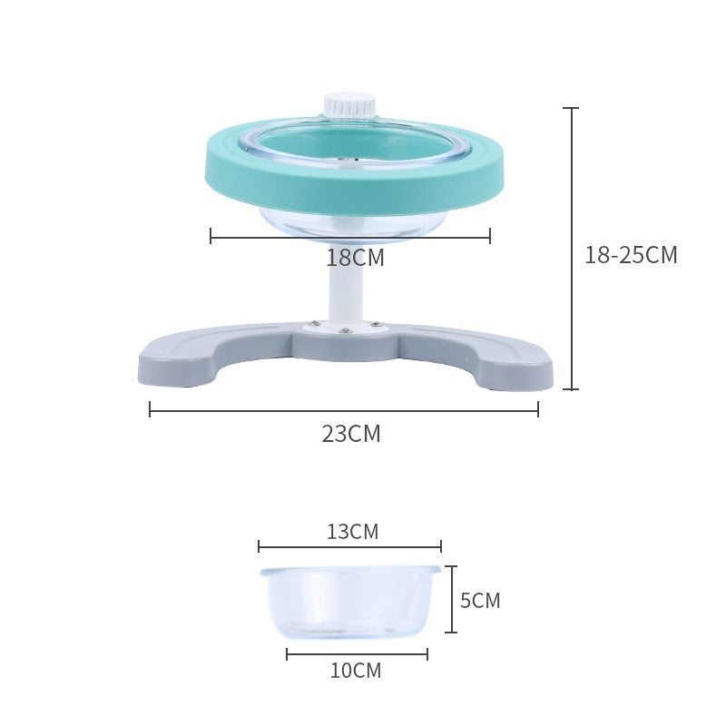 HKM-0858941 Adjustable Non-Slip Pet Feeding Bowl in Green and Pink