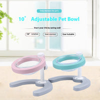 HKM-0858941 Adjustable Non-Slip Pet Feeding Bowl in Green and Pink