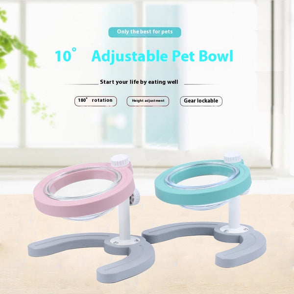 HKM-0858941 Adjustable Non-Slip Pet Feeding Bowl in Green and Pink