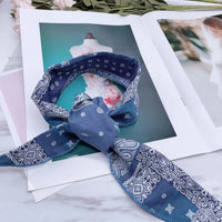 HKM-0860349 Geometric Pattern Scarf Bib for Medium to Large Dogs and Cats, Blue Cotton Polyester