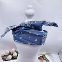 HKM-0860349 Geometric Pattern Scarf Bib for Medium to Large Dogs and Cats, Blue Cotton Polyester