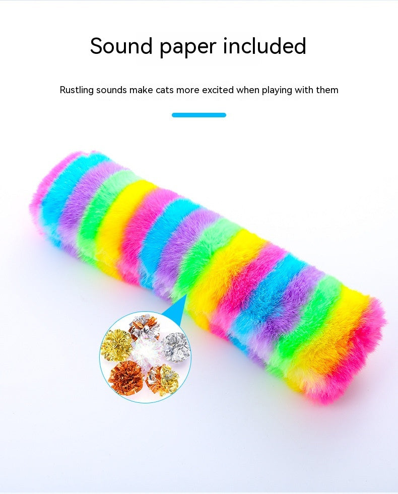 HKM-0862397 Rainbow Plush Cat Pillow Pet Toy - Soft Material, Ideal for Play and Comfort