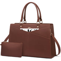 HKM-086291 Stylish 15.6 Inch Laptop Tote Bag for Women - PU Leather Work and Travel Shoulder Bag