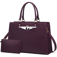 HKM-086291 Stylish 15.6 Inch Laptop Tote Bag for Women - PU Leather Work and Travel Shoulder Bag