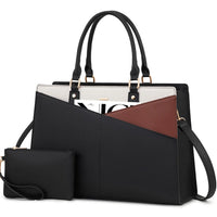 HKM-086291 Stylish 15.6 Inch Laptop Tote Bag for Women - PU Leather Work and Travel Shoulder Bag