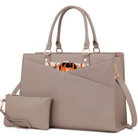 HKM-086291 Stylish 15.6 Inch Laptop Tote Bag for Women - PU Leather Work and Travel Shoulder Bag