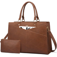 HKM-086291 Stylish 15.6 Inch Laptop Tote Bag for Women - PU Leather Work and Travel Shoulder Bag