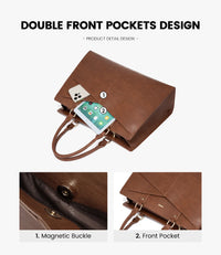 HKM-086291 Stylish 15.6 Inch Laptop Tote Bag for Women - PU Leather Work and Travel Shoulder Bag
