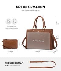 HKM-086291 Stylish 15.6 Inch Laptop Tote Bag for Women - PU Leather Work and Travel Shoulder Bag