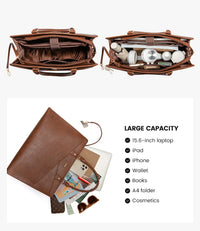 HKM-086291 Stylish 15.6 Inch Laptop Tote Bag for Women - PU Leather Work and Travel Shoulder Bag