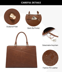 HKM-086291 Stylish 15.6 Inch Laptop Tote Bag for Women - PU Leather Work and Travel Shoulder Bag