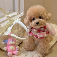 HKM-0863293 Red Plaid Rabbit Ear Pet Scarf for Dogs and Cats - Available in Multiple Sizes