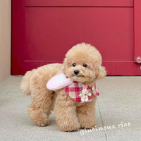 HKM-0863293 Red Plaid Rabbit Ear Pet Scarf for Dogs and Cats - Available in Multiple Sizes