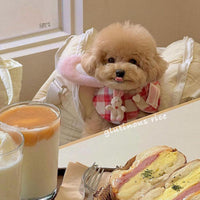 HKM-0863293 Red Plaid Rabbit Ear Pet Scarf for Dogs and Cats - Available in Multiple Sizes