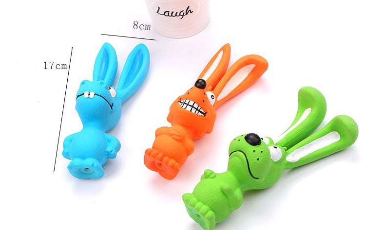 HKM-0863549 Cute Rabbit Dog Chew Toy - Vocal Latex Molar for Pets - Available in Blue, Green, Orange