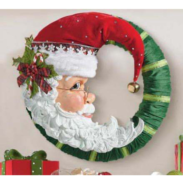 HKM-086355 Halloween Santa Claus Decorative Throw Pillow Pendant – Soft Cloth Fabric, 30x30 cm, White Beard Design