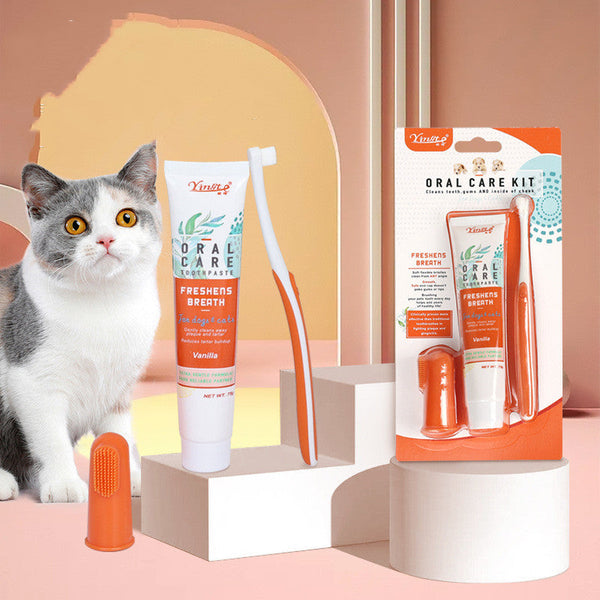 HKM-0864317 Pet Toothbrush Set with Finger Brush and Toothpaste in Various Colors