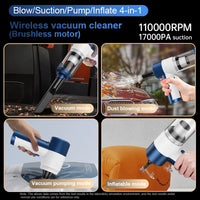 HKM-086483 Compact Wireless 17000PA Powerful Suction Car Vacuum Cleaner with Compressed Air Function