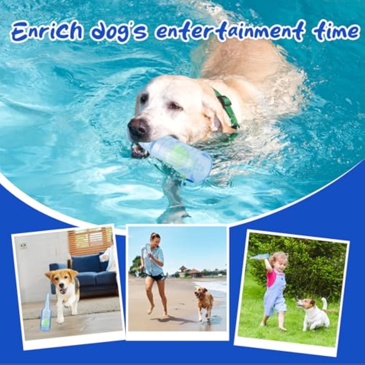 HKM-0865981 Indestructible Water Bottle Dog Toy with Squeaker for Interactive Chewing and Teething Relief