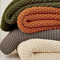 HKM-086739 Knitted Geometric Pattern Sofa Cover Blanket for All Seasons - 130x160CM & 70x100CM in Multiple Colors