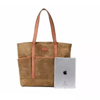 HKM-086803 Vintage Waxed Canvas Large Capacity Shoulder Bag with Leather Accents