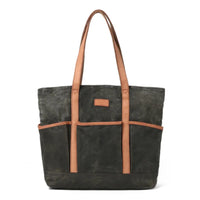 HKM-086803 Vintage Waxed Canvas Large Capacity Shoulder Bag with Leather Accents