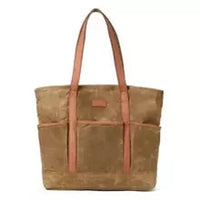 HKM-086803 Vintage Waxed Canvas Large Capacity Shoulder Bag with Leather Accents