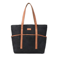 HKM-086803 Vintage Waxed Canvas Large Capacity Shoulder Bag with Leather Accents