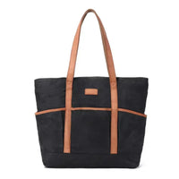 HKM-086803 Vintage Waxed Canvas Large Capacity Shoulder Bag with Leather Accents