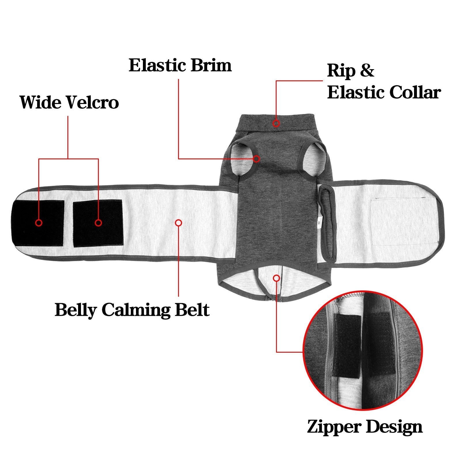 HKM-0868157 Emotional Comfort Double Jacket for Pets - Dark Grey Polyester Fiber