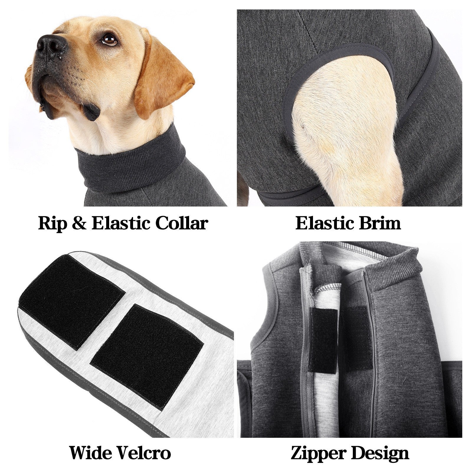 HKM-0868157 Emotional Comfort Double Jacket for Pets - Dark Grey Polyester Fiber
