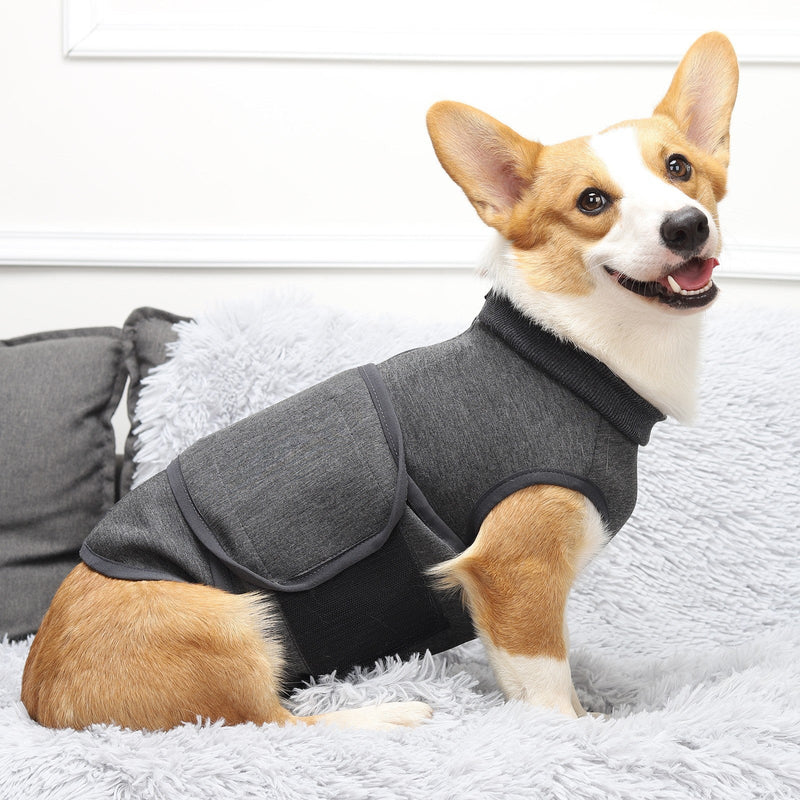 HKM-0868157 Emotional Comfort Double Jacket for Pets - Dark Grey Polyester Fiber