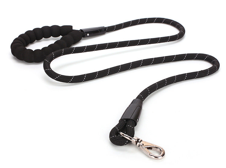 HKM-0868285 Reflective EVA Foam Handle Dog Leash - Strong Durable Nylon Round Rope for Safe Outdoor Use