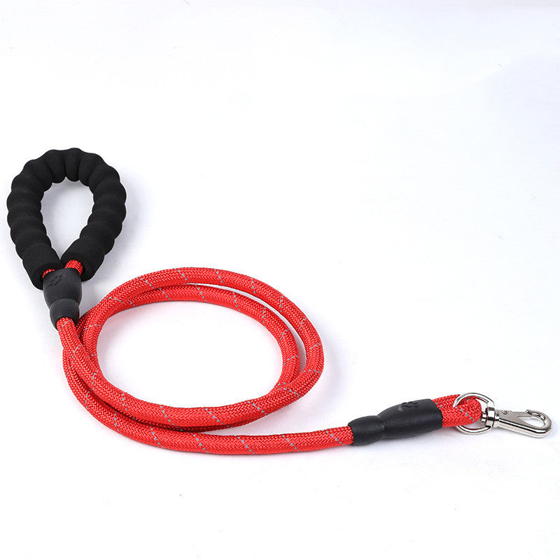 HKM-0868285 Reflective EVA Foam Handle Dog Leash - Strong Durable Nylon Round Rope for Safe Outdoor Use