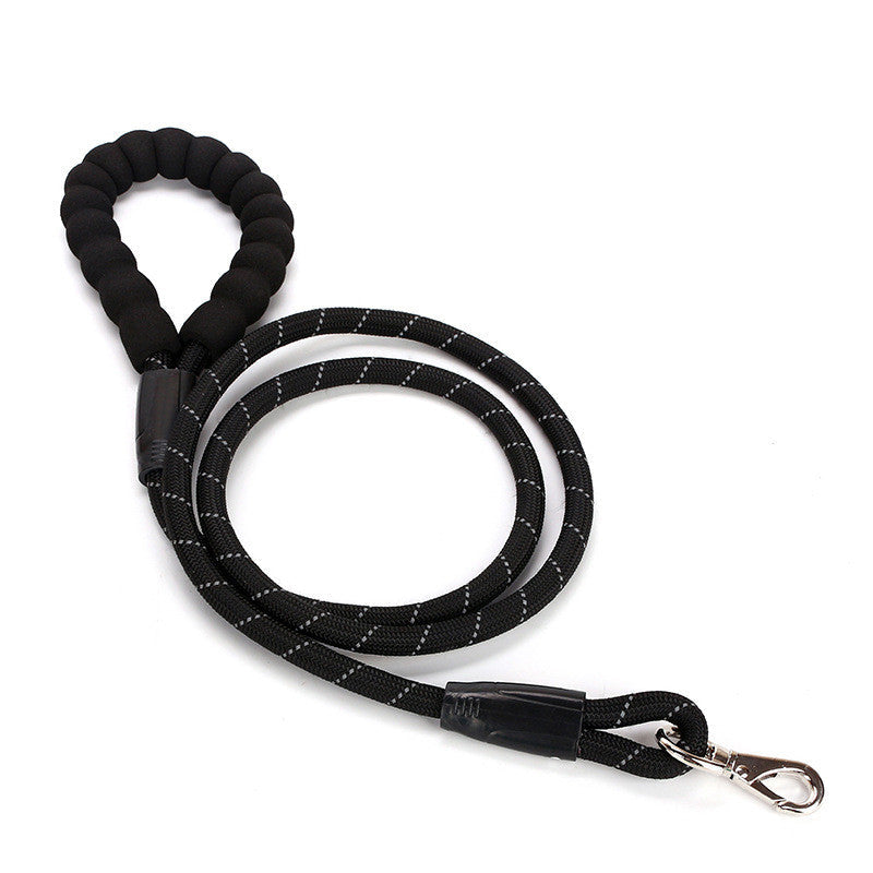 HKM-0868285 Reflective EVA Foam Handle Dog Leash - Strong Durable Nylon Round Rope for Safe Outdoor Use