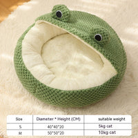HKM-0868541 Plush Cartoon Frog Pet Nest for Small Dogs and Cats, Warm and Cozy Sleep Mat