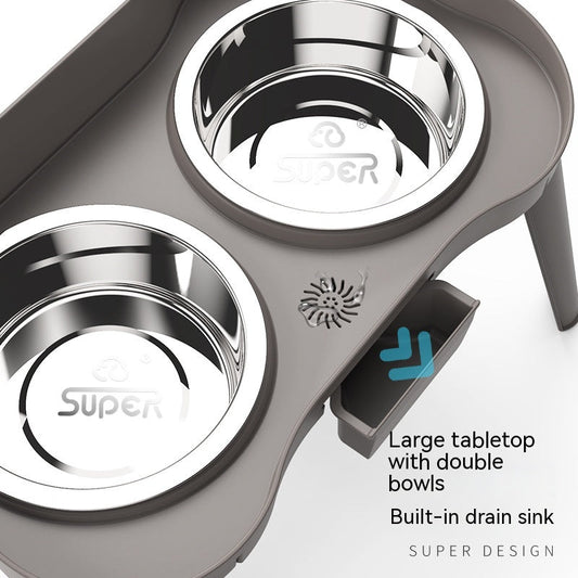 HKM-0868669 Cervical Support Leak-Proof Double Bowl for Cats and Dogs - Available in Multiple Sizes