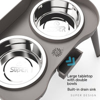 HKM-0868669 Cervical Support Leak-Proof Double Bowl for Cats and Dogs - Available in Multiple Sizes